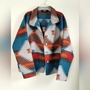 Blue B Collection Aztec Print Jacket. Size Medium.